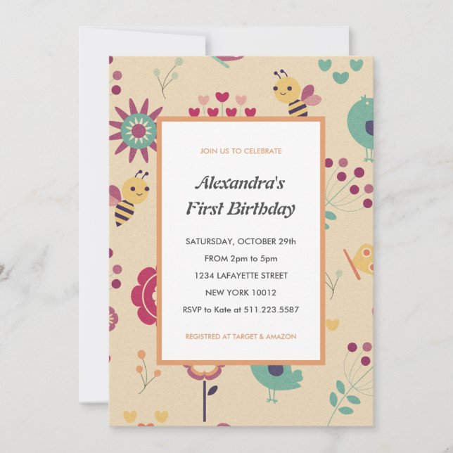 invitaciones al 1er día de la abeja Abejorro Rosa (Anverso)