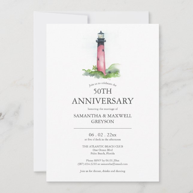 Invitaciones al 50° aniversario Boda de la costa (Anverso)