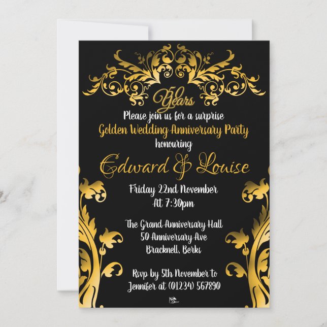 Invitaciones al 50° aniversario Boda de Oro (Anverso)