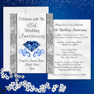 Invitaciones al 65º aniversario de Sapphire Boda