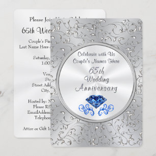 Invitaciones al 65º aniversario de Sapphire Boda