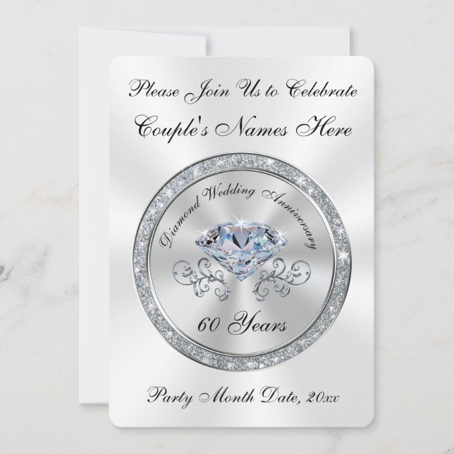 Invitaciones al aniversario de Diamond Boda (Anverso)