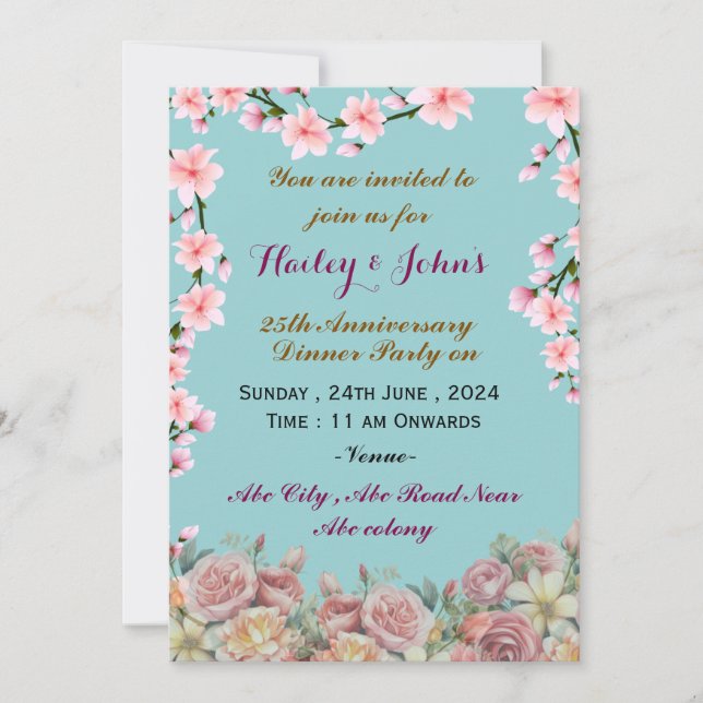 Invitaciones al aniversario del boda (Anverso)