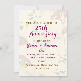 Invitaciones al aniversario del boda