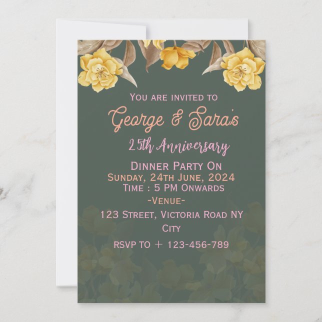 Invitaciones al aniversario del boda (Anverso)