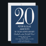 Invitaciones al Aniversario Moderno de Navy Blue W<br><div class="desc">Una invitación al aniversario blanco y azul marino sencilla y moderna. Perfecto para aniversarios de hito como el 5,  10,  15,  20,  25,  30,  35,  40,  45,  50,  55,  60... ¡o cualquier año!</div>