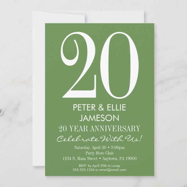 Invitaciones al Aniversario Sencillo Moderno Moss  (Anverso)