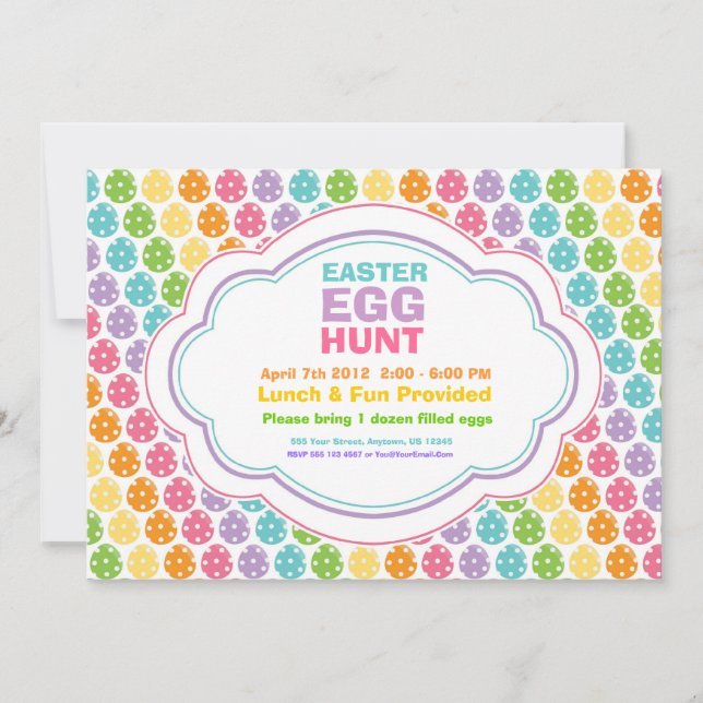 Invitaciones al arco iris de la caza de huevos de  (Anverso)