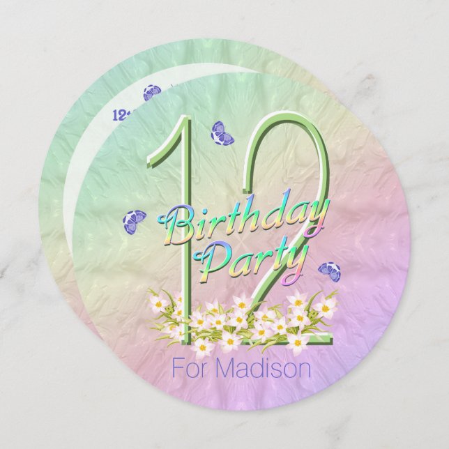 Invitaciones al arco iris de la fiesta de cumpleañ (Anverso / Reverso)