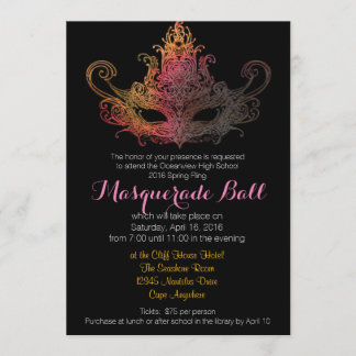 Invitaciones al baile de máscaras del Personalizad