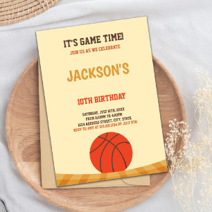 Invitaciones al baloncesto amarillo marrón