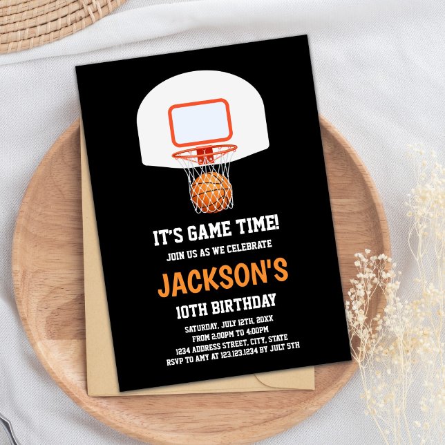 Invitaciones al baloncesto de la canasta negra (Black Basketball Invitations)