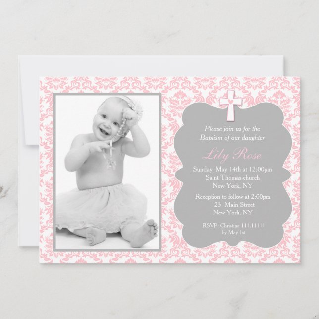 Invitaciones al bautismo chica (Anverso)