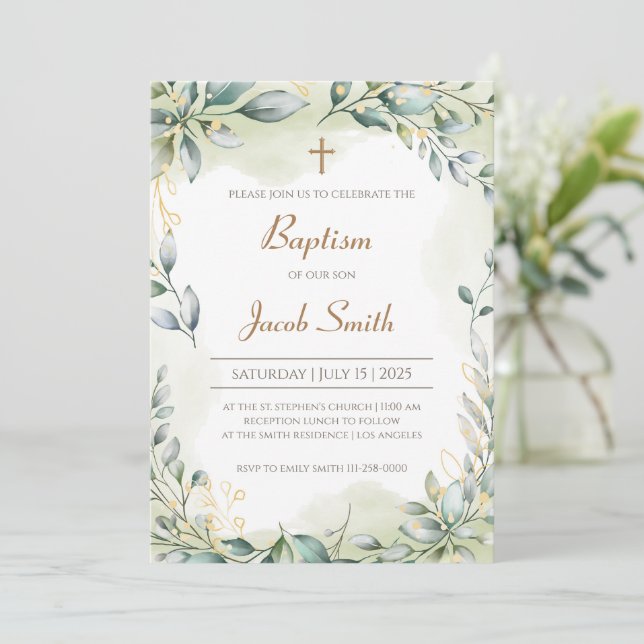 Invitaciones al bautismo Chica & Boy Christening i (Anverso de pie)