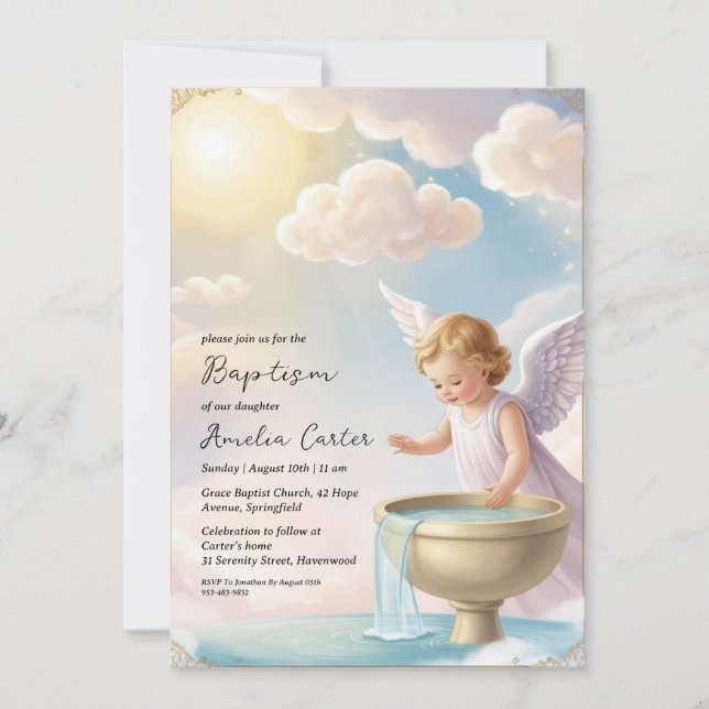 invitaciones al bautismo de ángel (Anverso)