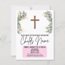 Invitaciones al bautismo de boho floral