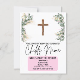 Invitaciones al bautismo de boho floral