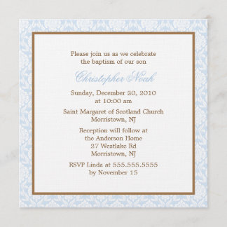 Invitaciones al bautismo de Damasco Azul