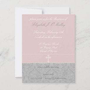 Invitaciones al bautismo de encaje rosado