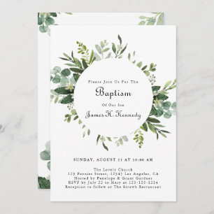 Invitaciones al bautismo de Eucalyptus