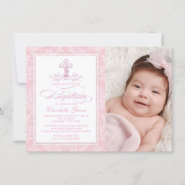 Invitaciones al bautismo de foto de Chicas cruzado
