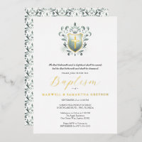 Invitaciones al bautismo de gemelos sage Green Esc