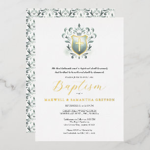 Invitaciones al bautismo de gemelos sage Green Esc