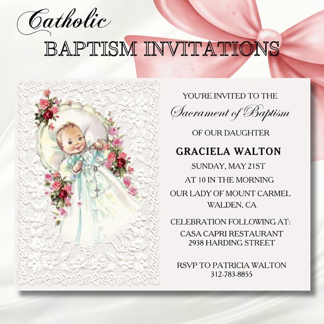 Invitaciones al bautismo de niñas católicas (Subido por el creador)