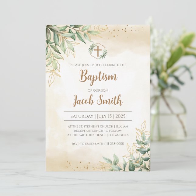 Invitaciones al bautismo de verdor para la cristal (Anverso de pie)