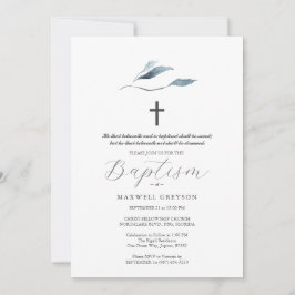 Invitaciones al bautismo Dusty Blue Botanicals