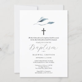 Invitaciones al bautismo Dusty Blue Botanicals