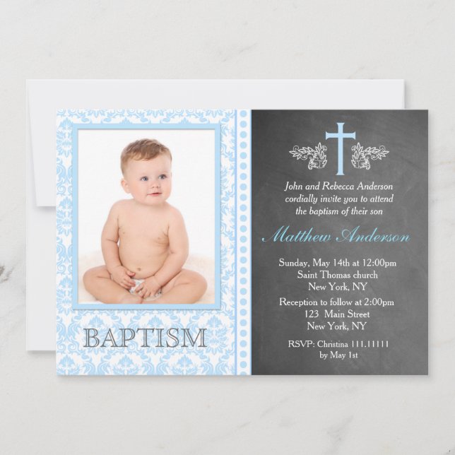 Invitaciones al bautismo fotográfico de Boy Chalkb (Anverso)