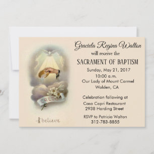 Invitaciones al bautismo infantil católico tradici