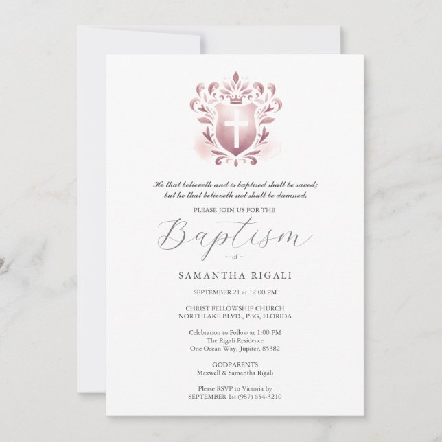 Invitaciones al bautismo Nombre de padrinos religi (Anverso)