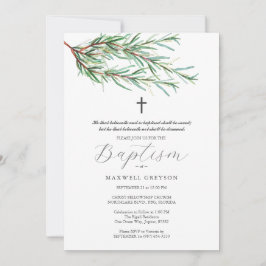 Invitaciones al bautismo Pine Bows Botánicos