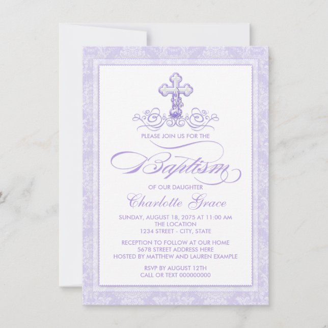 Invitaciones al bautismo púrpura (Anverso)