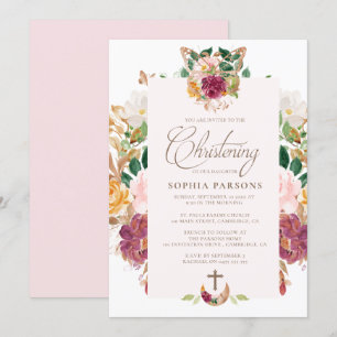 Invitaciones al bautismo   Saffron Rosa
