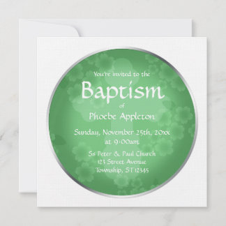 Invitaciones al bautismo verde de la marca de agua