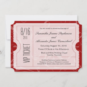 Invitaciones al billete de Boda VIP rojo