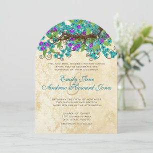 Invitaciones al bosque de color turquesa azul mora