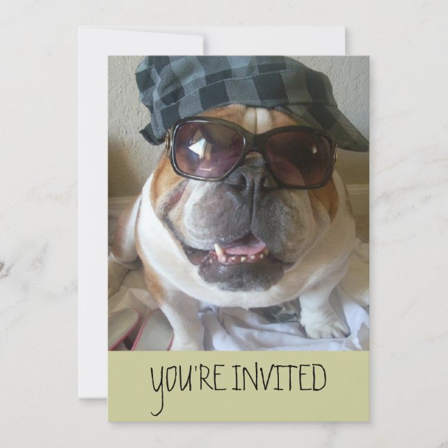 Invitaciones al Bulldog Inglés Cumpleaños/Cualquie (Anverso)