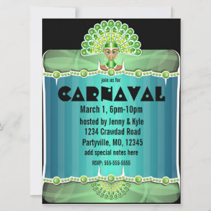 Invitaciones al Carnaval de Green Peacock Lady