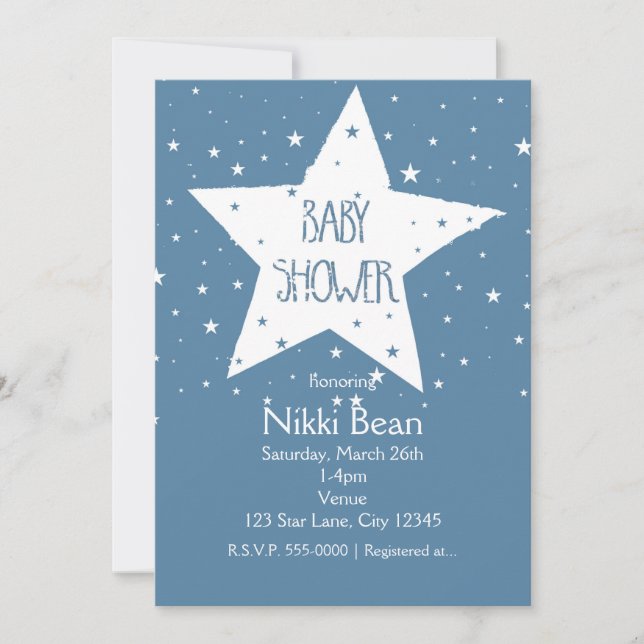 Invitaciones al cielo celeste de BABY SHOWER de Bi (Anverso)