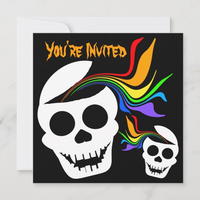Invitaciones al cráneo blanco arco iris (Anverso)