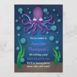 Invitaciones al cumpleaños bajo el púrpura del pul