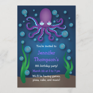 Invitaciones al cumpleaños bajo el púrpura del pul