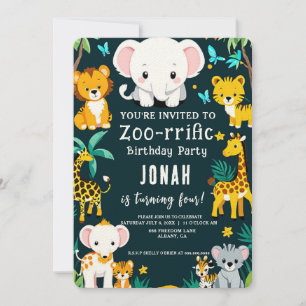 Invitaciones al cumpleaños de animales salvajes - 