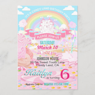 Invitaciones al cumpleaños de Candy Land