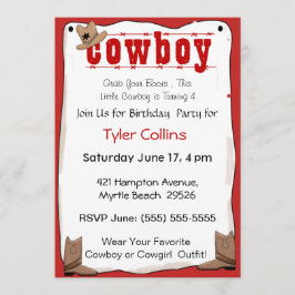 Invitaciones al cumpleaños de Cowboy