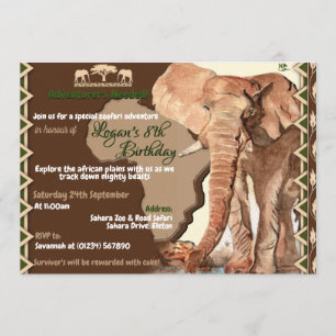 Invitaciones al cumpleaños de Elephant Safari
